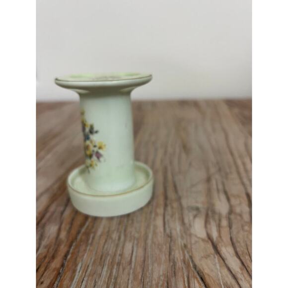 LEFTON Pale Green Tooth Brush Holder 270 Hand Painted Gold Rim 4 Holes Bathroom - Picture 2 of 6